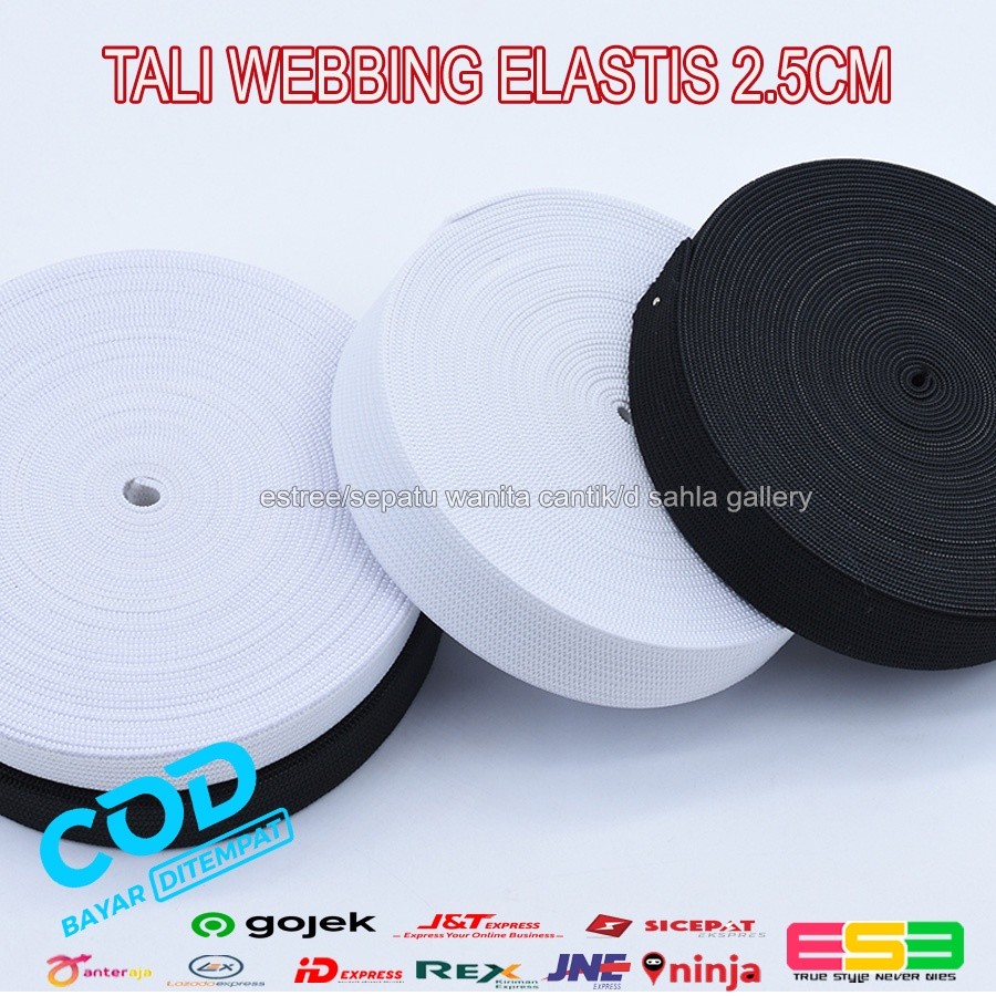 Tali Webbing Elastis Webing Elastis 25 Cm Karet Pelipat Bahan Katun