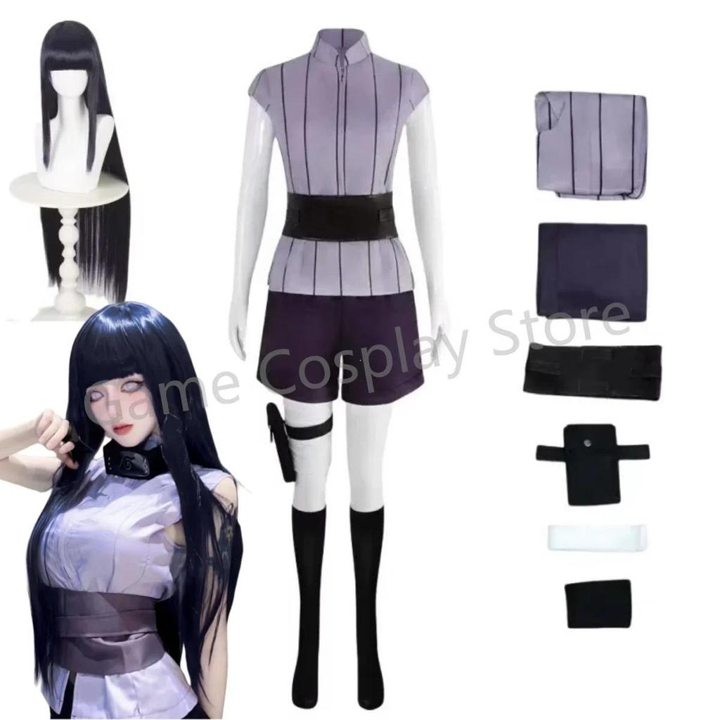 Hyuga Hinata Cosplay Costume Wig Women Outfits Halloween Carnival Party Suit Hyuuga Ninja Cosplayer 