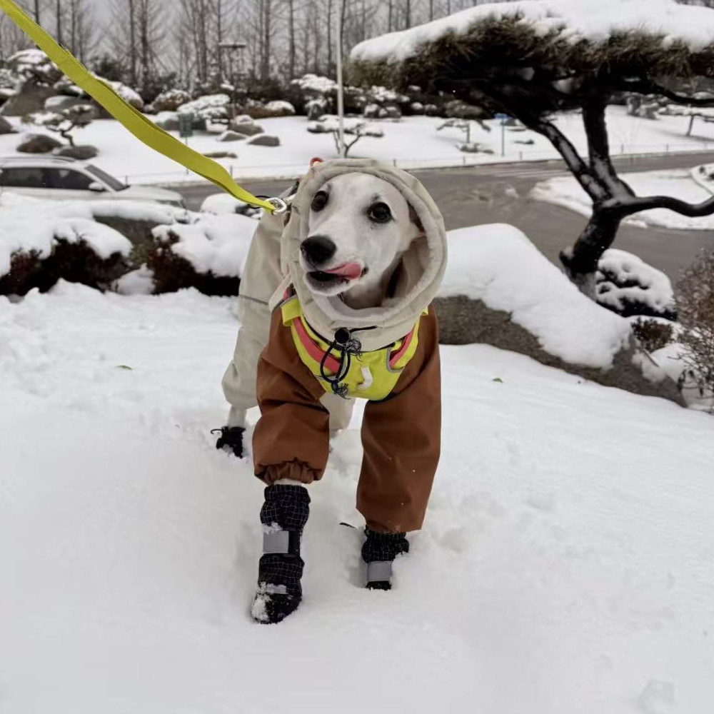 Winter 4-legged Plush Jacket for Whippet Dogs Windproof Waterproof Zipper Coat Warm RainCoat for Ita