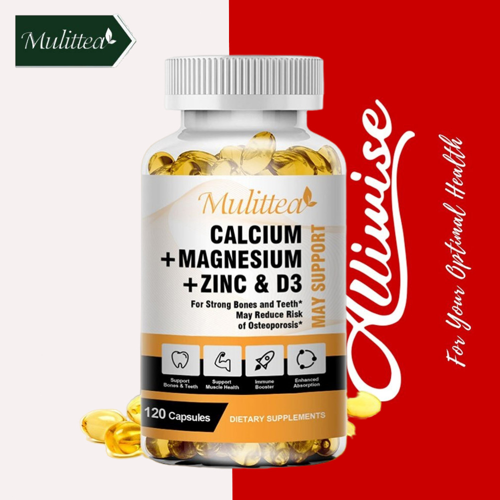 Mulittea Kalsium Magnesium Zinc dan Vitamin D3 120 Kapsul Suplemen Tulang dan Gigi