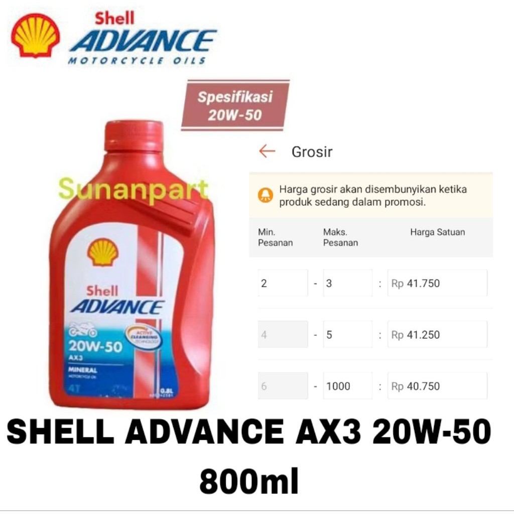 Oli Shell Advance AX3 4T Manual 800ml Original Resmi - Danialpart Store