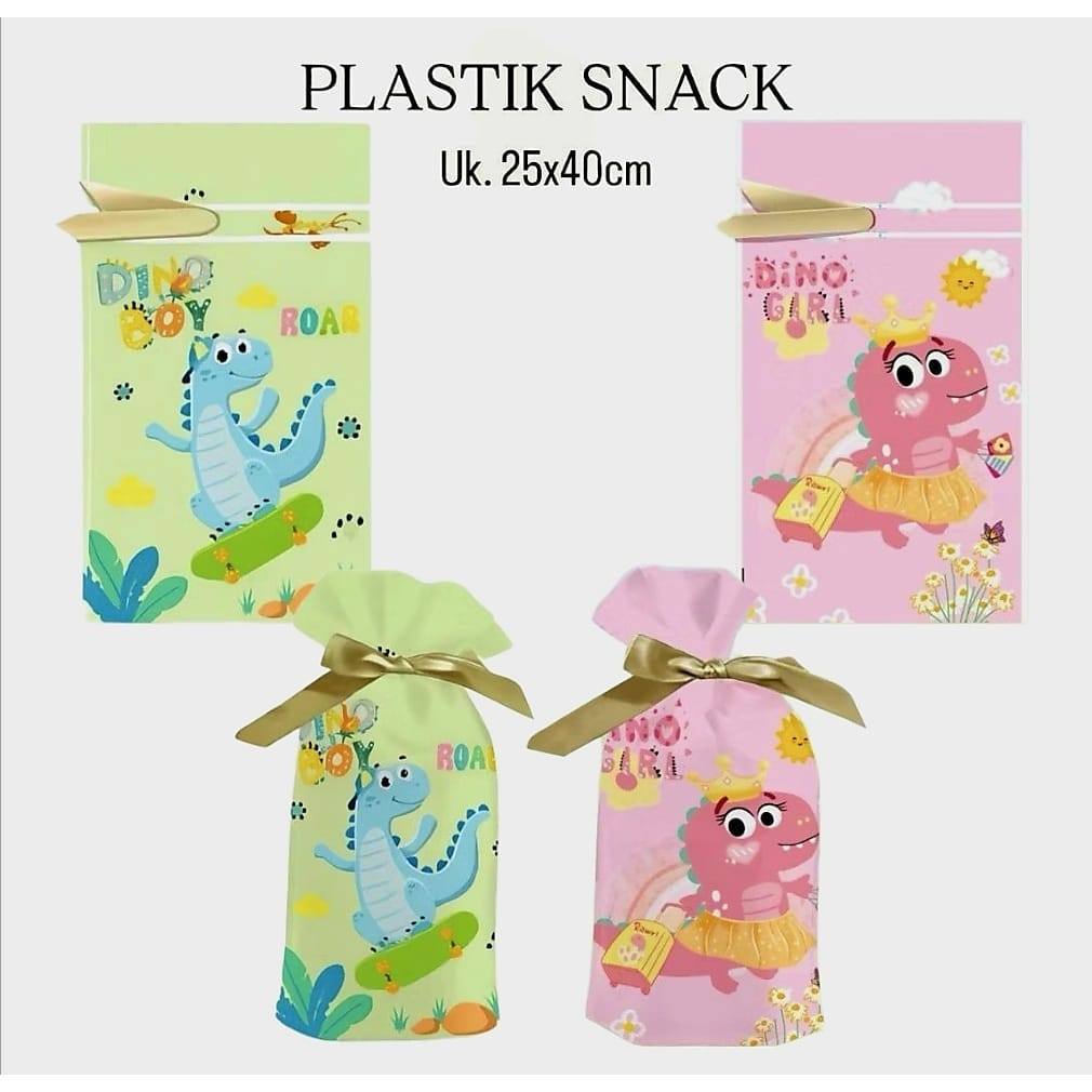 10PC PLASTIK SERUT KANTONG TAS SERUT GOODIE BAG HAMPERS SNACK  ULANG TAHUN GAMBAR  DINO DINOSAURUS T