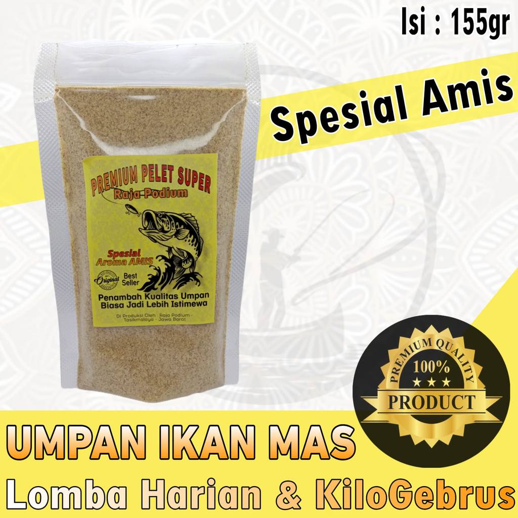 Ready Pelet Super by Raja Podium ,Umpan Mancing Ikan Mas Lomba Harian Dan KiloGebrus Siap Pakai 155g