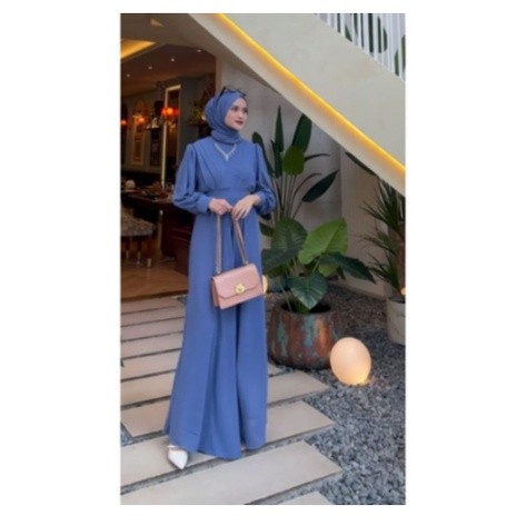 GOSISHOP8 - Gaudy Maxy WD / Maxi Dress Polos Lengan Balon Matt Ceruty Premium