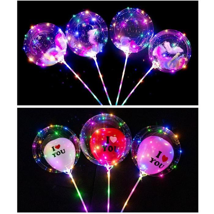 Balon Lampu LED Karakter Rainbow Pesta Party Tumbler Warna Warni Gagang - Balon PVC Bening & LED 280