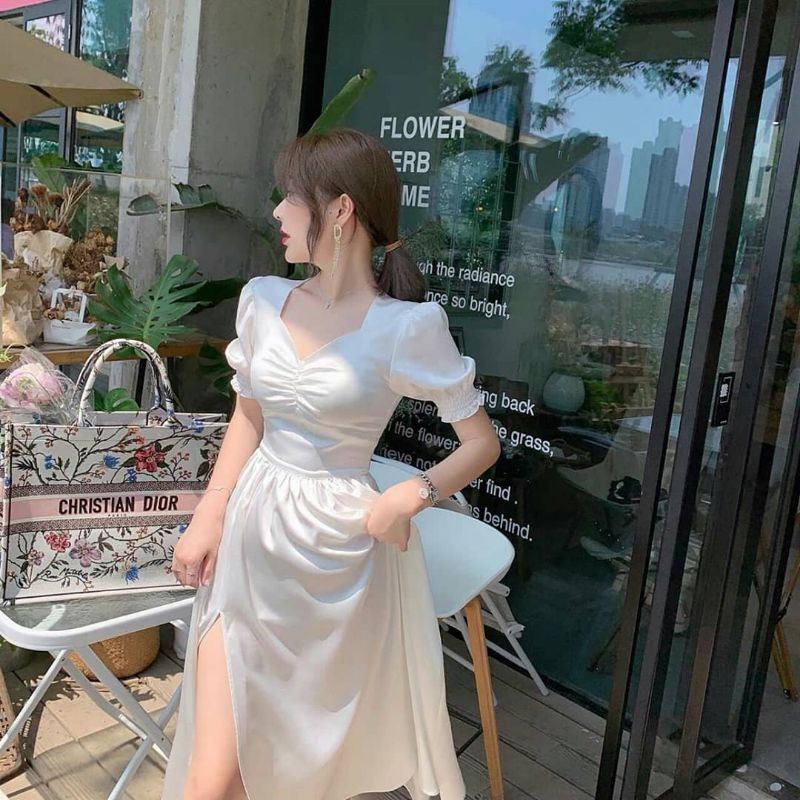 Midi Dress Korean Style Savira Dress Party Satin Velvet Premium Armany Silk