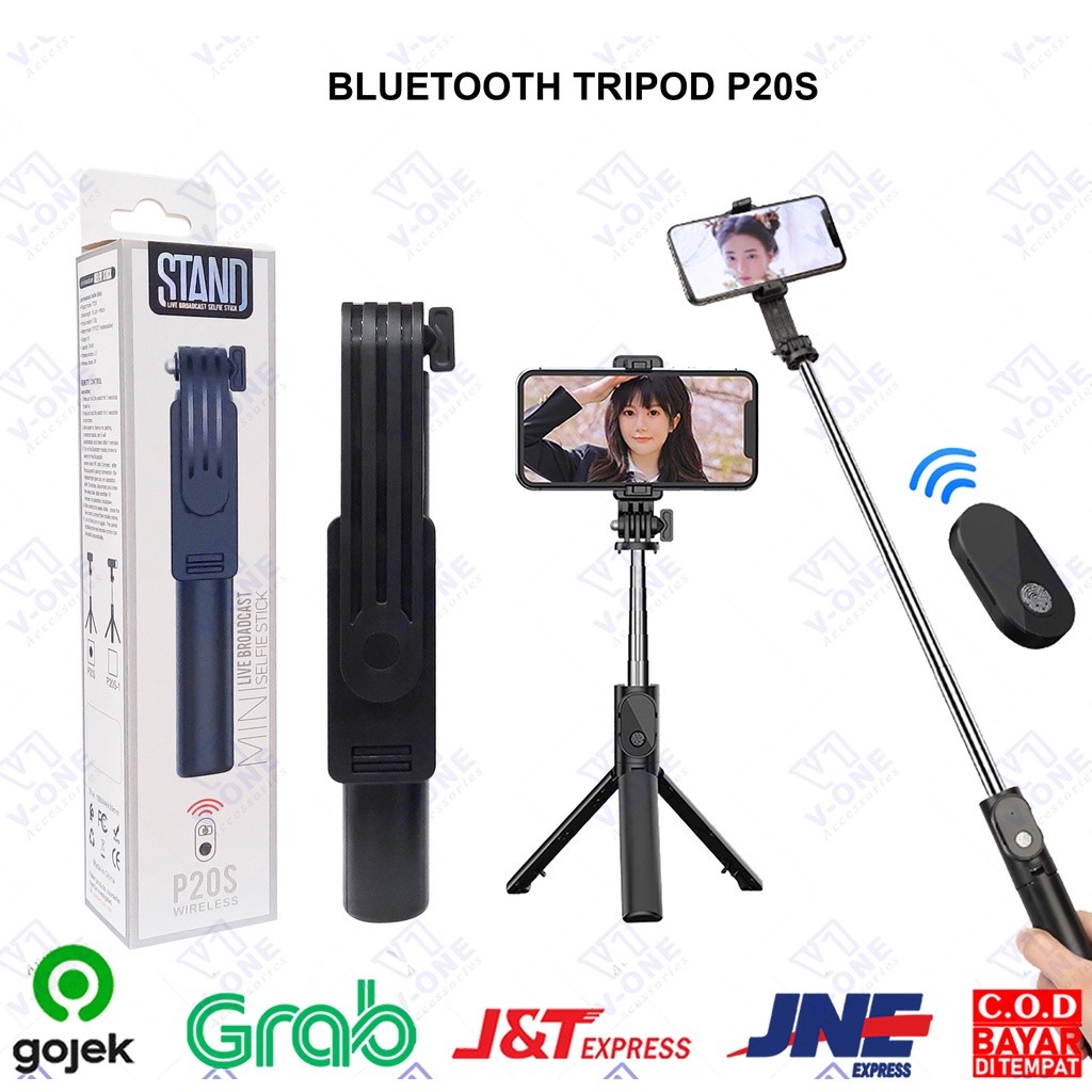 Tripod Bluetooth Remote P20S Tongsis Selfie Bluetooth