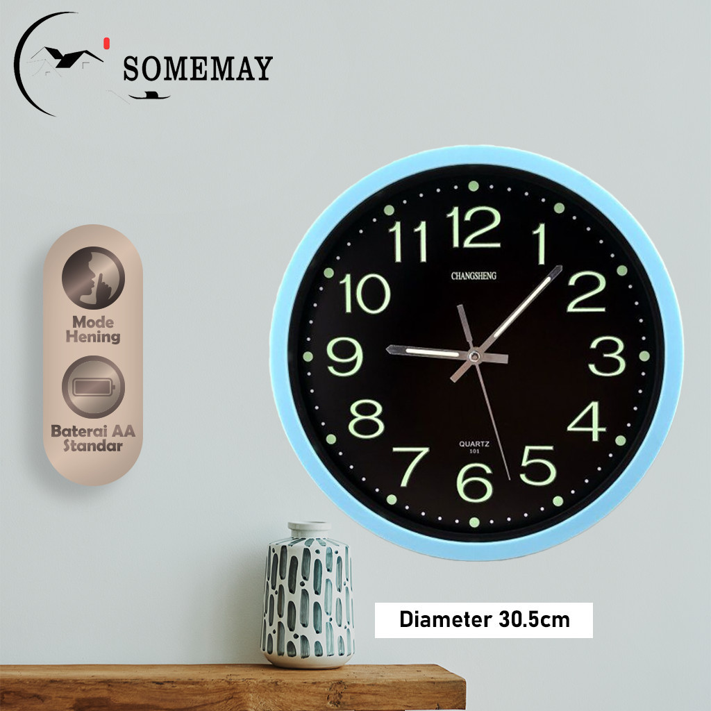 (Wana clean) SOMEMAY Jam dinding import glow in the dark 30CM M72 / Jam dinding/ Jam dinding aesthet