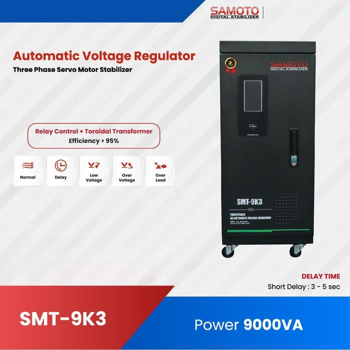 Digital Stabilizer 9000 VA Samoto Three Phase 9000VA AVR Servo Motor 9KVA SMT9K3