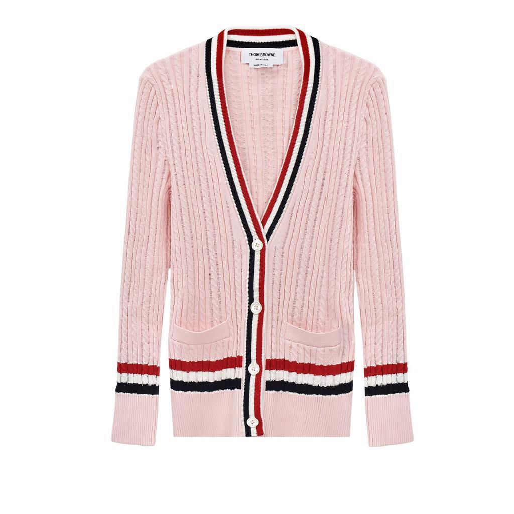 RWB stripe baby ladder cable elongated cardigan ( WOMEN ) C2987
