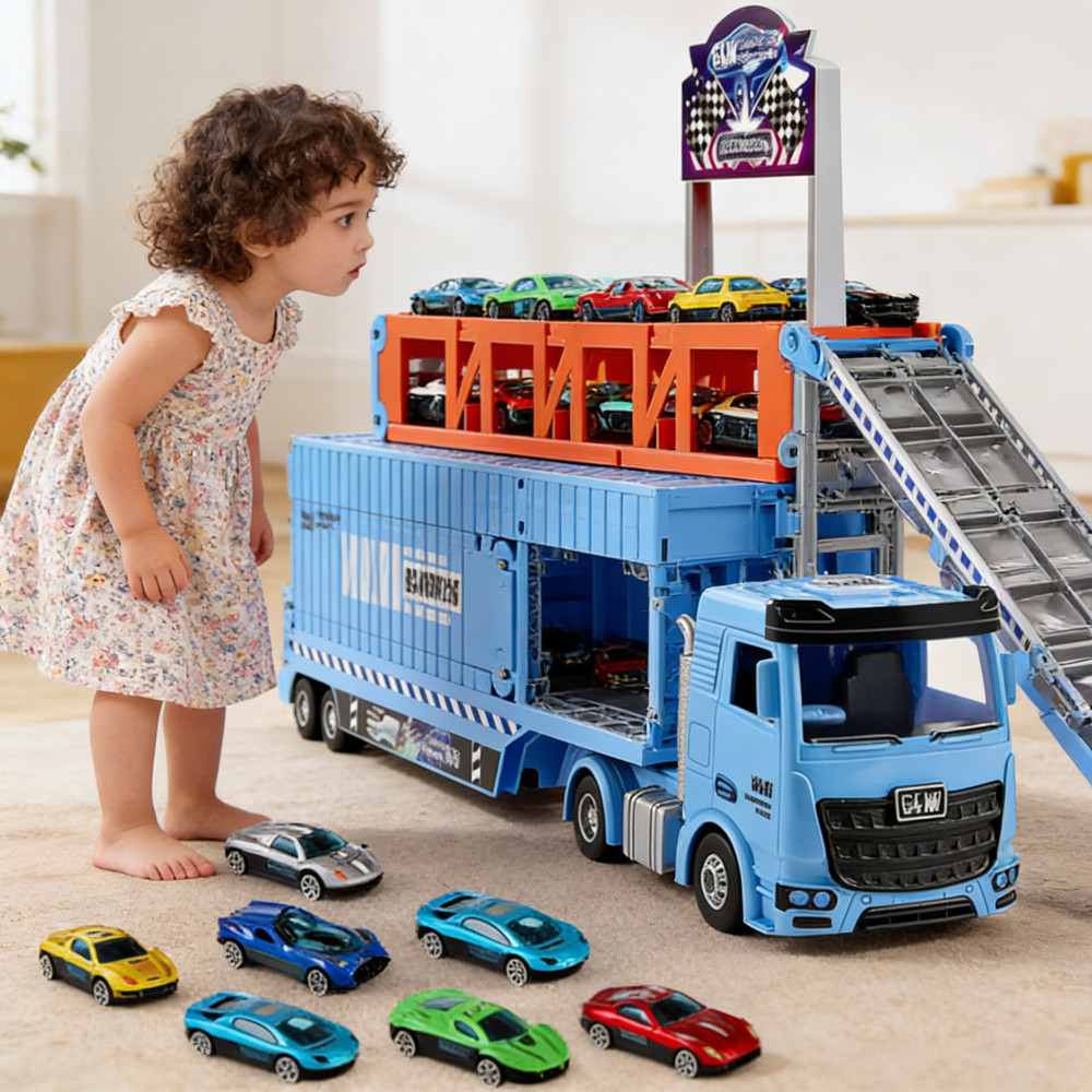 Mainan set Transformers toy truck truck catapault transforming inertia alloy Truk anak diecast