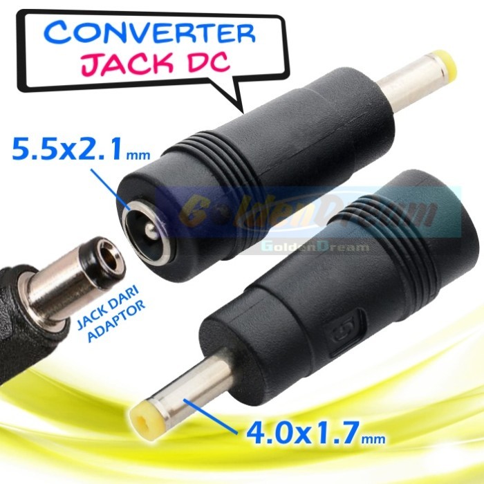 GRD - Jack Converter 5.5x2.1 to 4.0x1.7 mm DC Plug Adaptor 2.1x5.5 1.7x4.0 4.0x1.7mm 4x1.7mm Kuning