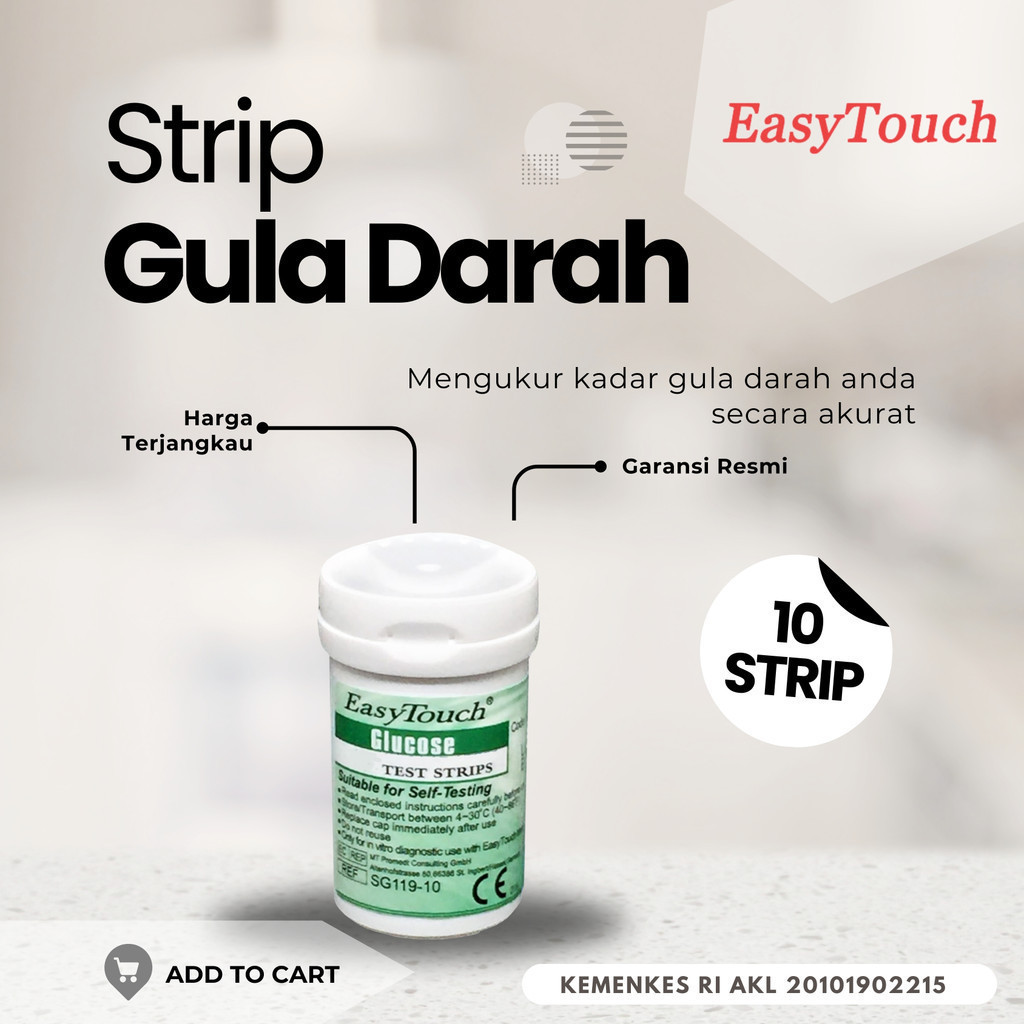 Easy Touch Glucose Isi 10 Test Strip Cek Gula Darah EasyTouch Kesehatan