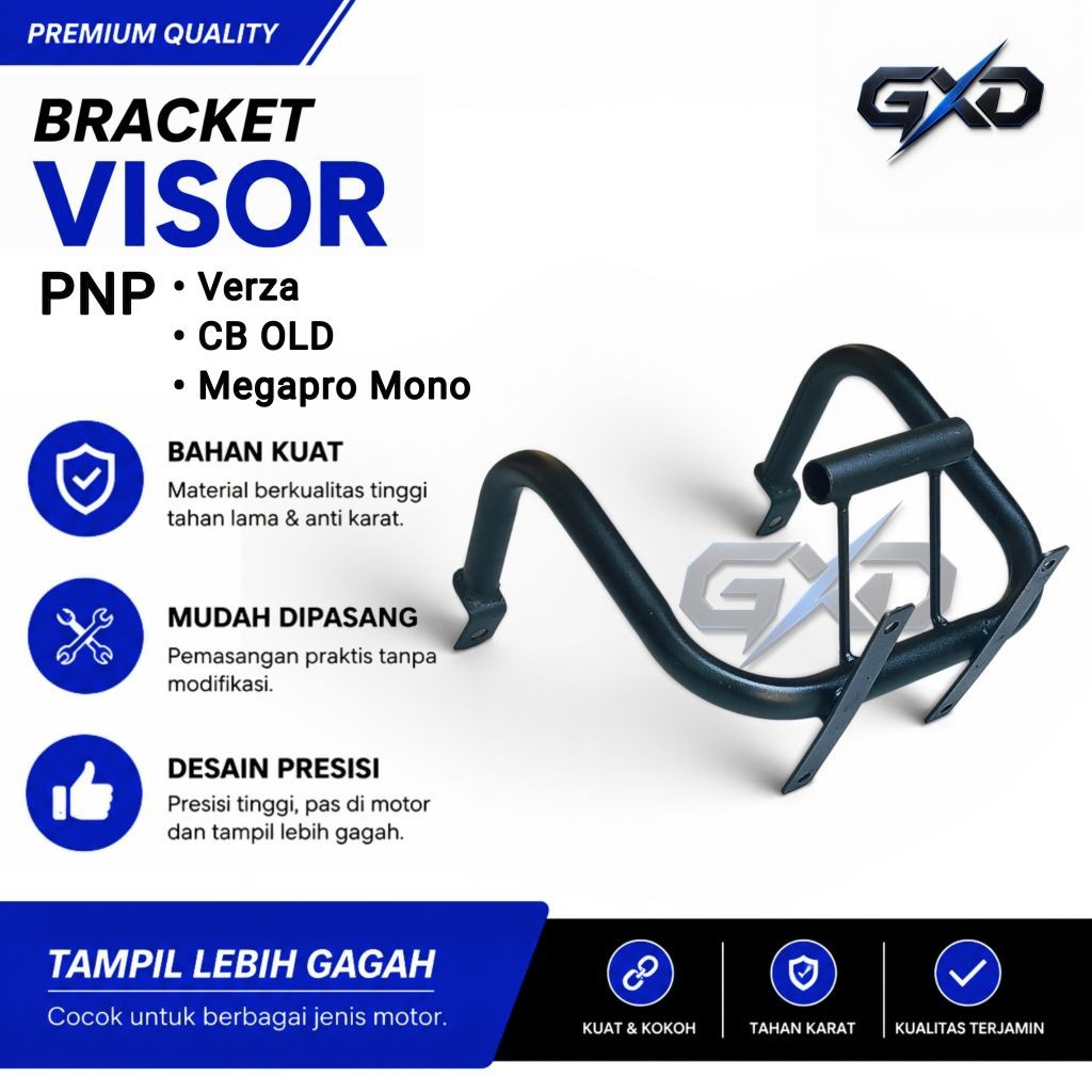 Bracket Visor PnP CB OLD, VERZA & MEGAPRO MONO – Dudukan Visor Motor Besi Premium | Kokoh | Presisi 