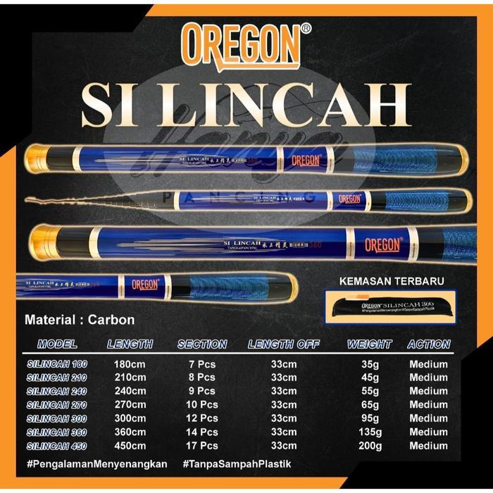 Joran Tegek Oregon Silincah 270 300 360 450 Carbon Hard - 210cm