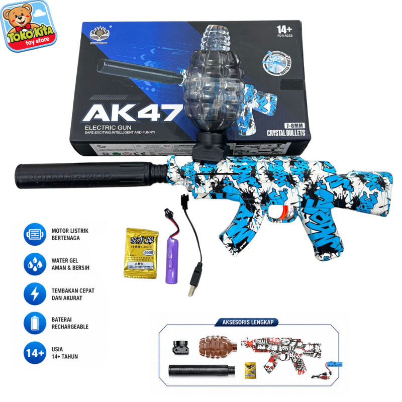 TINATAH Mainan Senjata  Water Bullet Elektrik Full Auto Gel Blaster Tembakan Water Gel Premium Quali