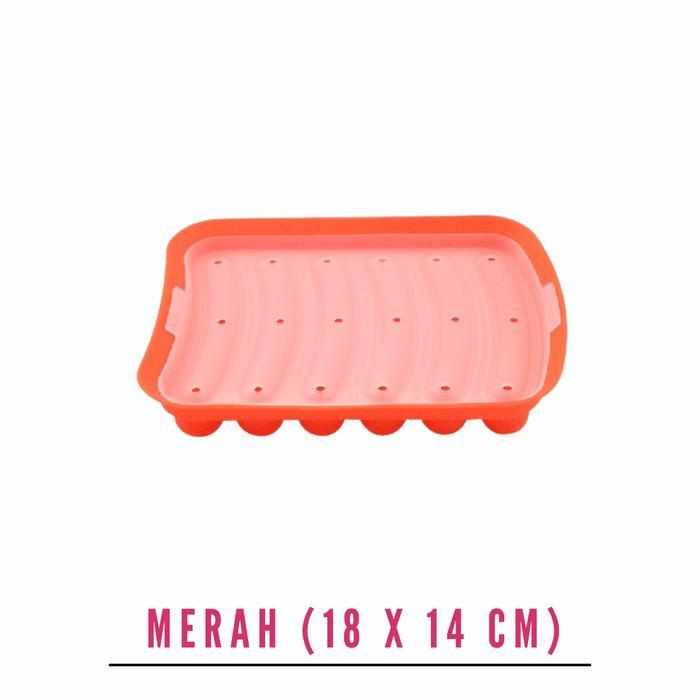 Cetakan Sosis Bahan Premium Silikon / Cetakan Sosis Ham Hot Dog Telur 6 Rongga - MERAH (18 X 14 CM)