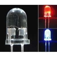 10Pcs Lampu LED 5MM 2W 2 Warna Kedip Merah Biru 3v