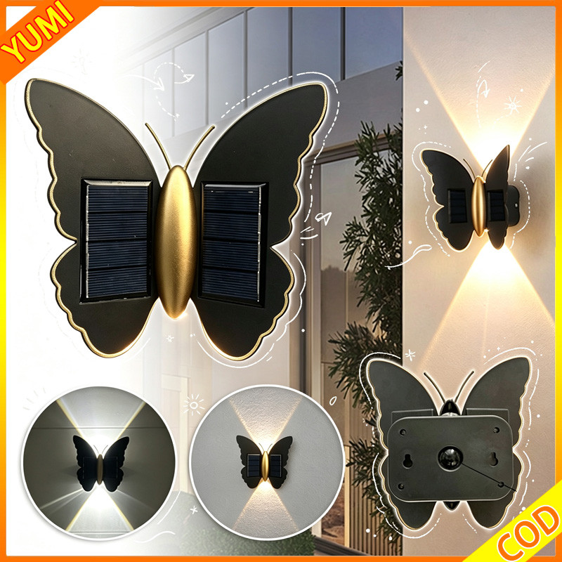 Lampu Dinding Kupu-Kupu Tenaga Surya Desain Unik Hiasan Rumah Lampu Taman Tenaga Surya Outdoor Dekor