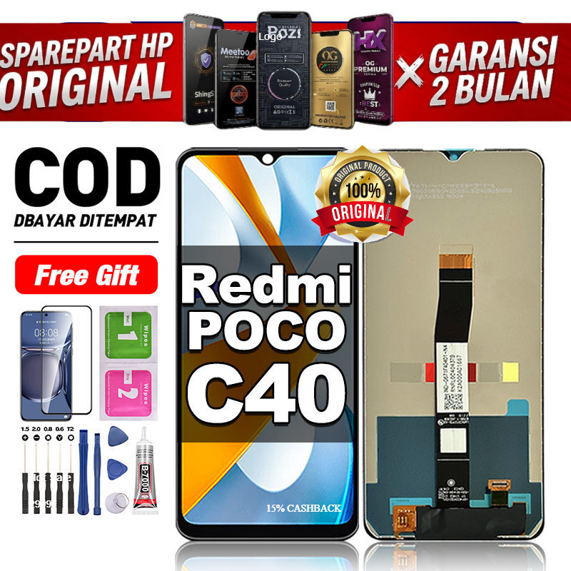 LCD POCO C40 Fullset hp layar Touchscreen untuk Glass Touch Screen Digitizer COD sun gadget free lem