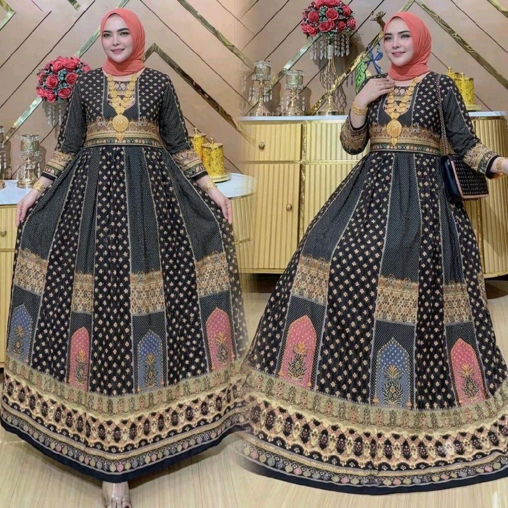 Tampil Anggun dengan Gamis Hindi Agarsuma GMSe Rayon Grade A Lengan Panjang Mayung Tali Pinggang Sta