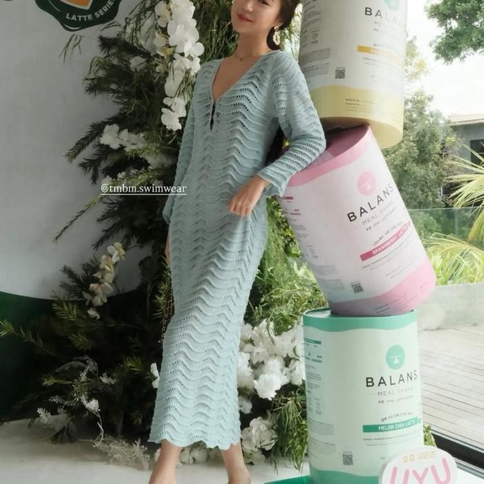 [Promo] Adelaide Outer Dress crochet rajut luaran swimwear bikini cover ups blue biru white putih dr