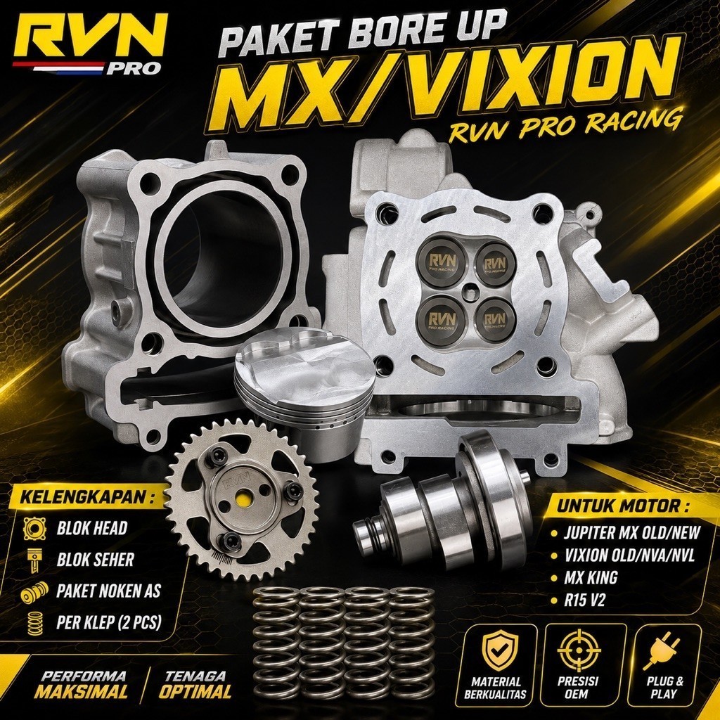 PAKETAN BORE UP PAKET BOREUP PAKET BLOK SEHER BORING BOREUP HEAD NOKEN AS CHAMSHAFT SENTRIK GESER TI