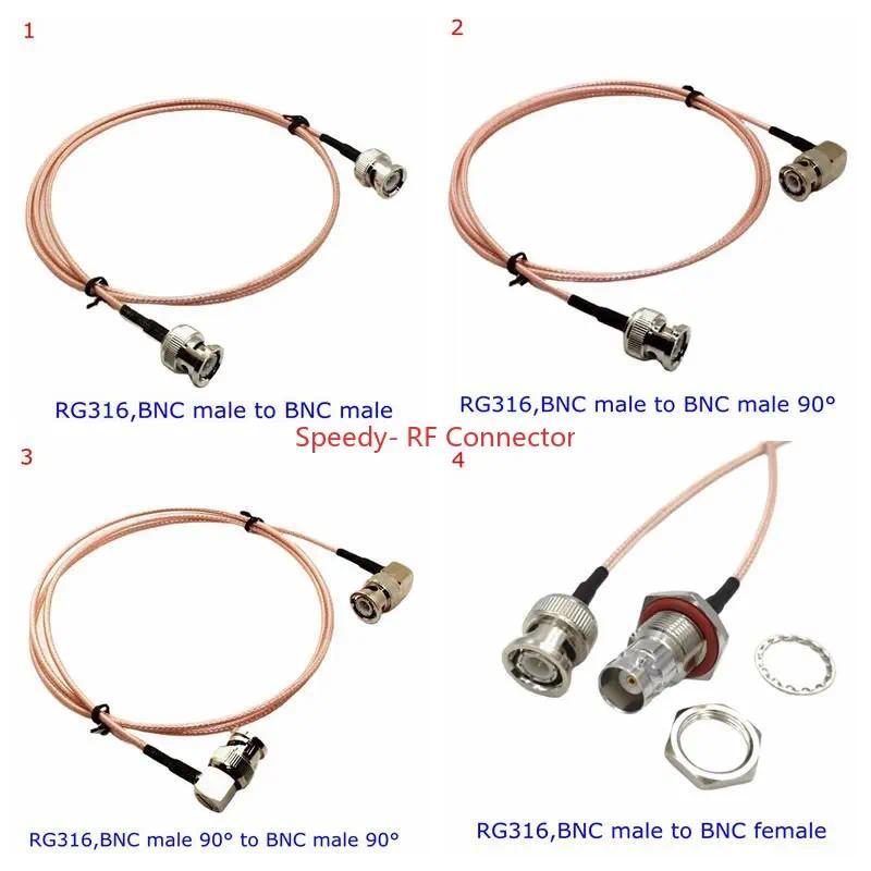 RG316 RG316 BNC To BNC Female Male Right Angle Connector Adapter for Video Pigtail Jumper Extension 