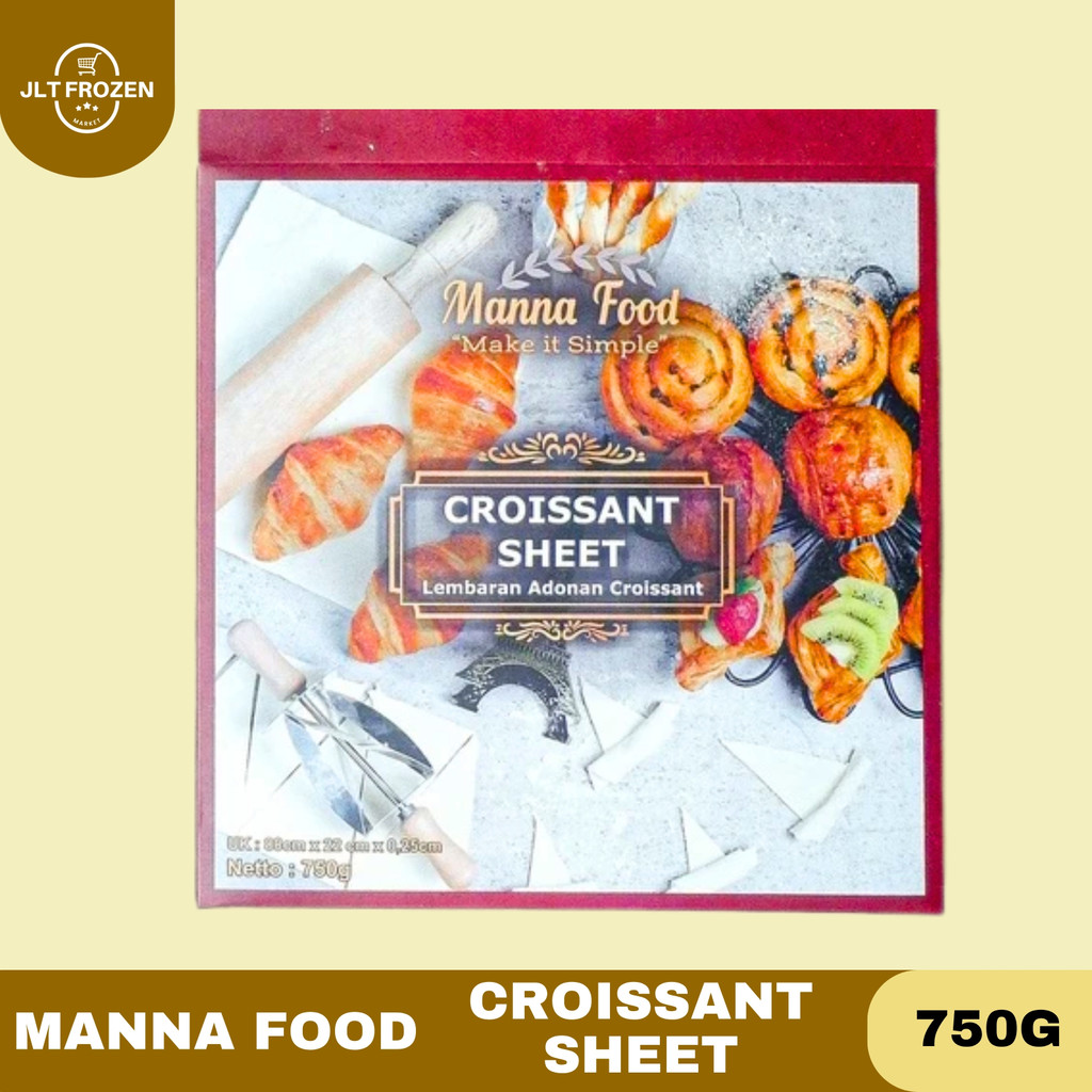 Manna Food Croissant Sheet 750g / Lembaran Adonan Croissant /  Laminated Dough untuk Croissant / Sia