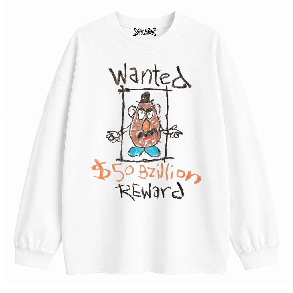ZADA NAJAH Kaos Oversize Lengan Panjang Unisex Toy Story Mr Potato Graphic Tee Streetwear Casual Pre