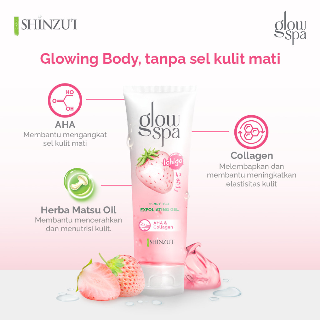 PB Shinzui Glow Spa Exfoliating Gel Ichigo 260ml (Ukuran besar, Limited Stock)