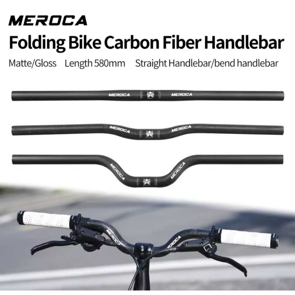 Foto Meroca Flat Bar Handlebar Stang Carbon Superlight 25.4 x 580 mm Setang Sepeda Lipat MTB Pushbike