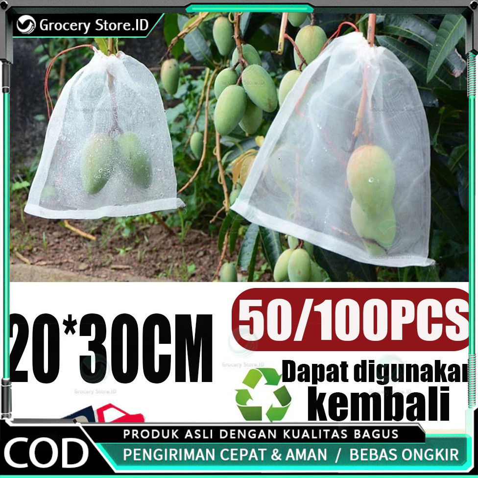 100PCS Fruit Cover/Pembungkus Buah/Fruit Cover Anti Serangga/Fruit cover net jaring transparan pembu