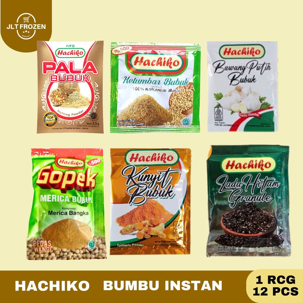 Hachiko Bumbu Instan Sachet - 1RCG/12PCS / Bumbu Masak / Pala Bubuk / Ketumbar / Lada Hitam Granule 