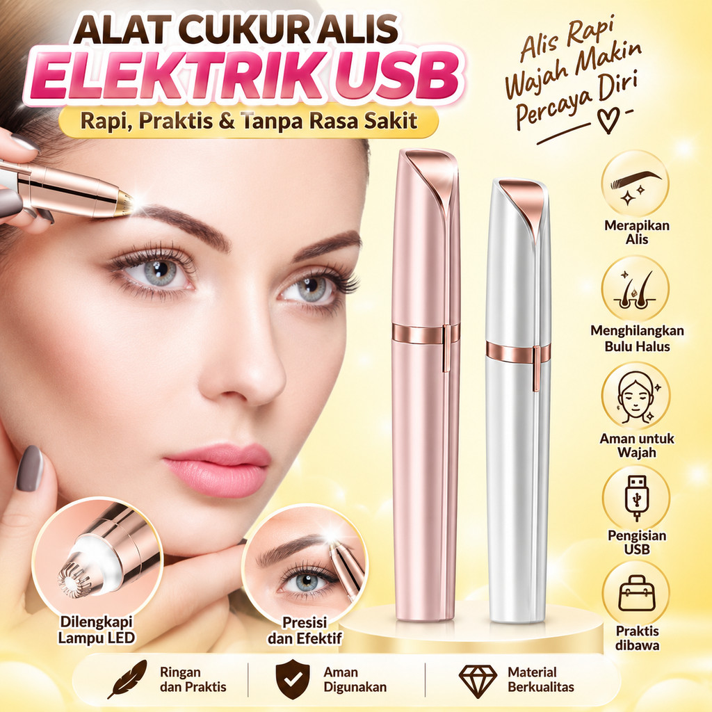 Alat Pencukur Alis Elektrik USB Cukur Alis Elektrik Trimmer Eyebrow Cukuran