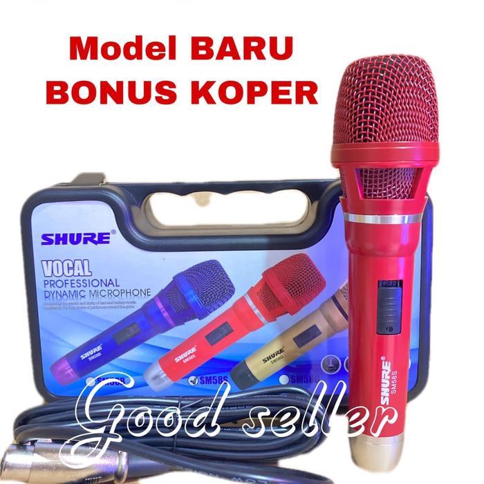 Mic Kabel SHURE SM58 Koper WARNA Microphone Mikrofon Mik - Merah