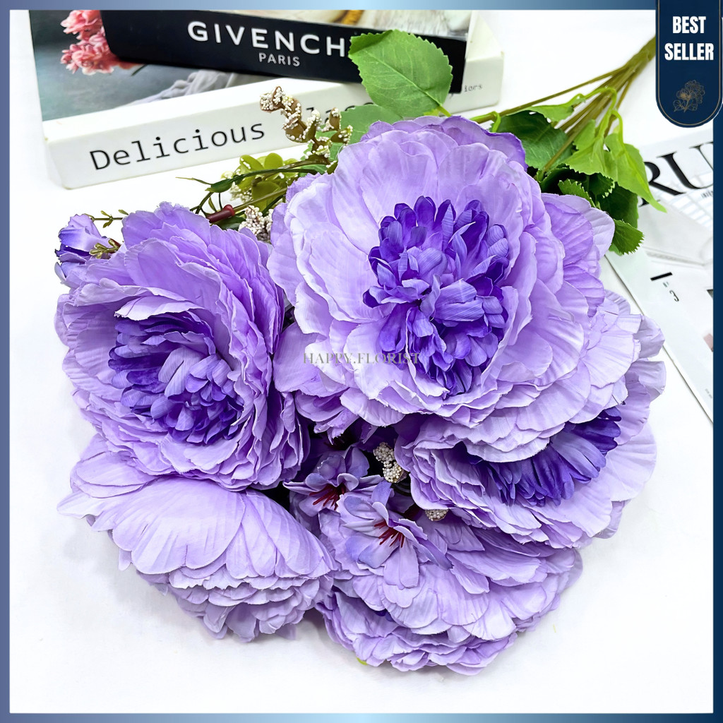 [PEONY JUMBO X5] BUNGA PALSU PEONY BESAR MEKAR ARTIFICIAL FLOWER BUNGA PREMIUM DEKORASI KN-413