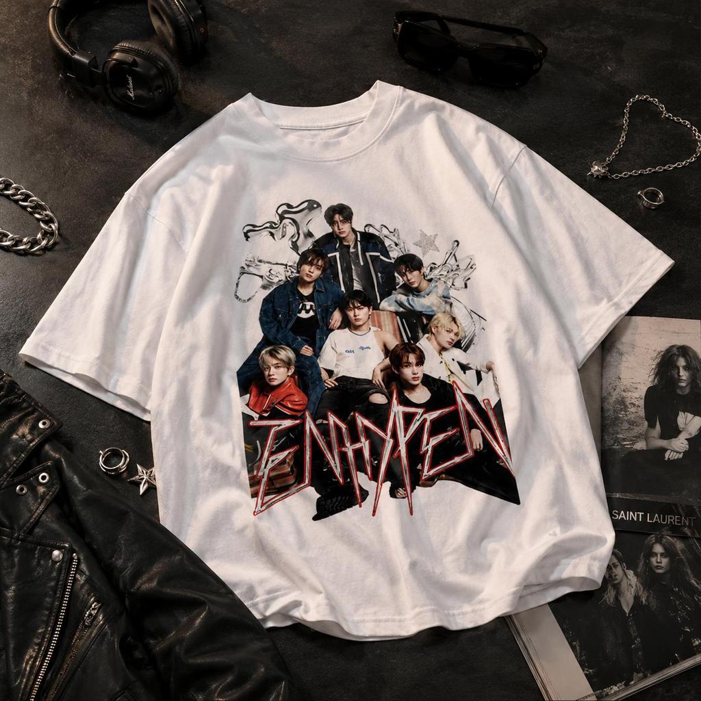 POPNSHOPID -  Kaos ENHYPEN Member - Atasaan Lengan Pendek Motif Enhypen - Baju Enhypen - T-Shirt Kpo