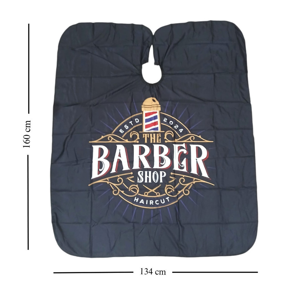 Kip / Kep Potong Rambut Hair Cutting Cape Hitam Motif Barber Lampu Jubah Salon