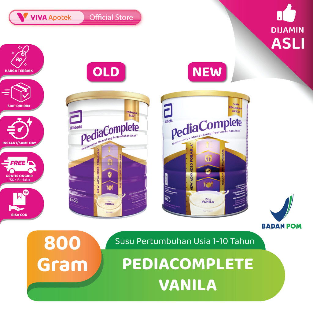 Viva Apotek - Pediacomplete Vanilla Susu Pertumbuhan Usia 1-10 Tahun (800 Gram)
