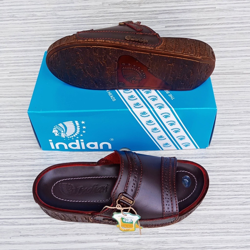 SL_indian 437 sandal slide pria kulit sapi asli original 100% sandal pria indian kulit asli