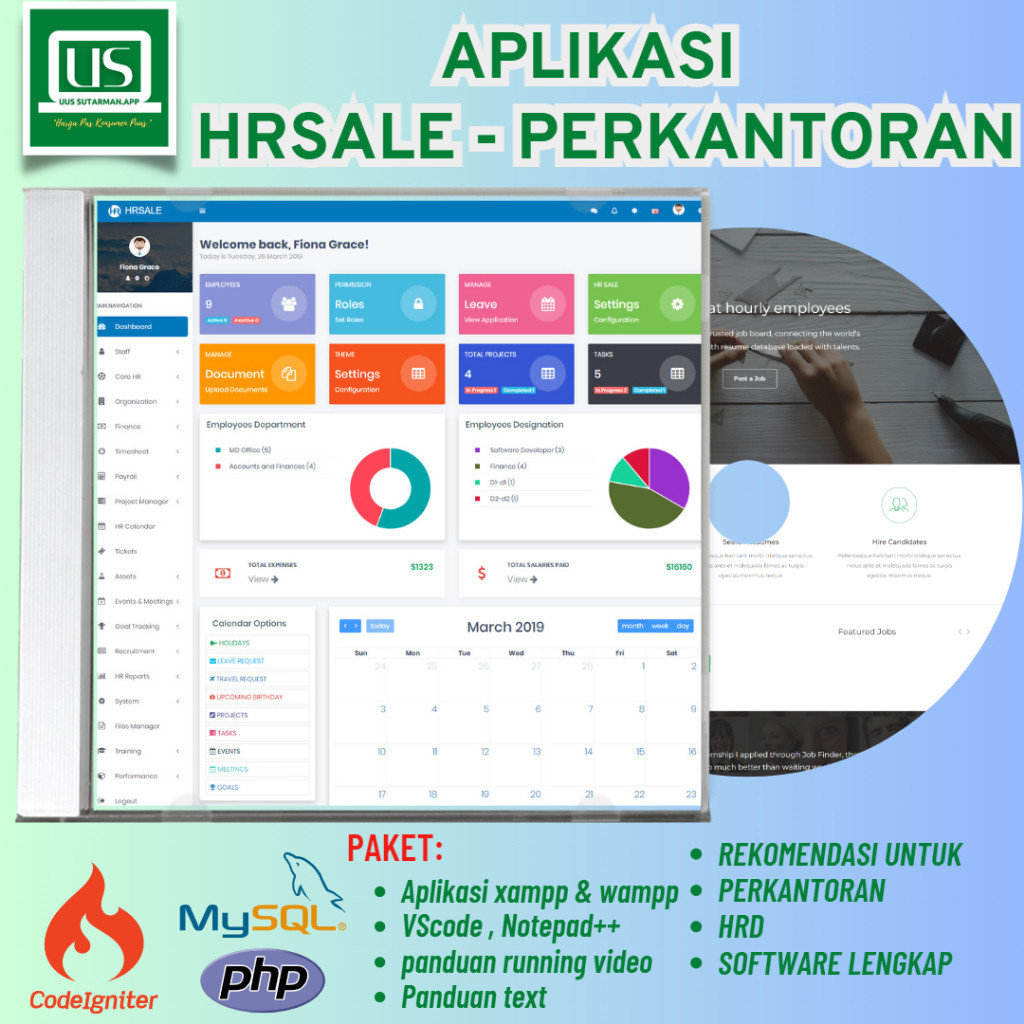 Source Code Aplikasi Human Resources HR HRD HRM HRIS Berbasis Website CI