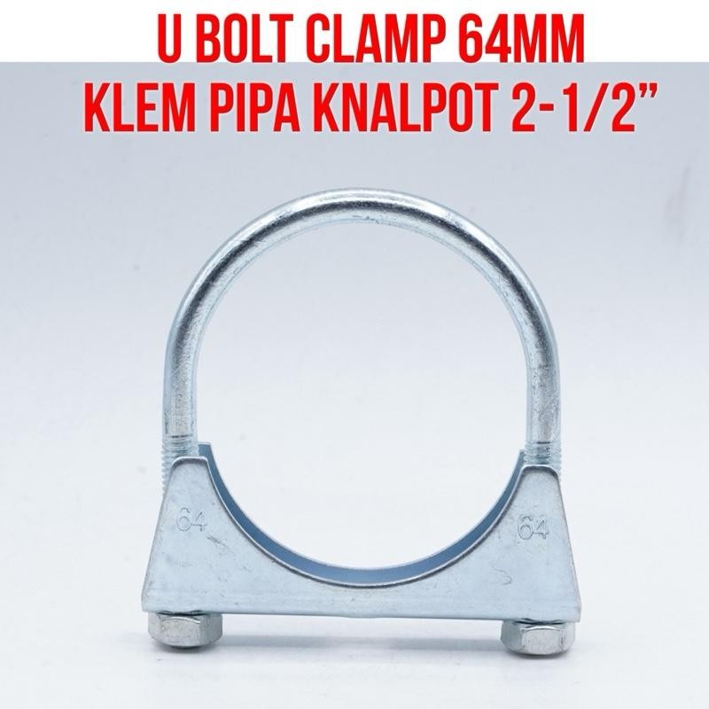 EROM 64mm 2-1/2 inch Klem Pipa Knalpot Exhaust UBolt Clamps | 64 mm 2-1/2 inch U Bolt Clamp for Auto