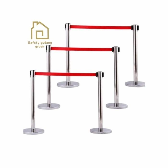 

MUMPUNG PROMOTiang Antrian Standing Barrier Railing Stand Pembatas Antrian - tiang silver，2m, merahTERLARIS