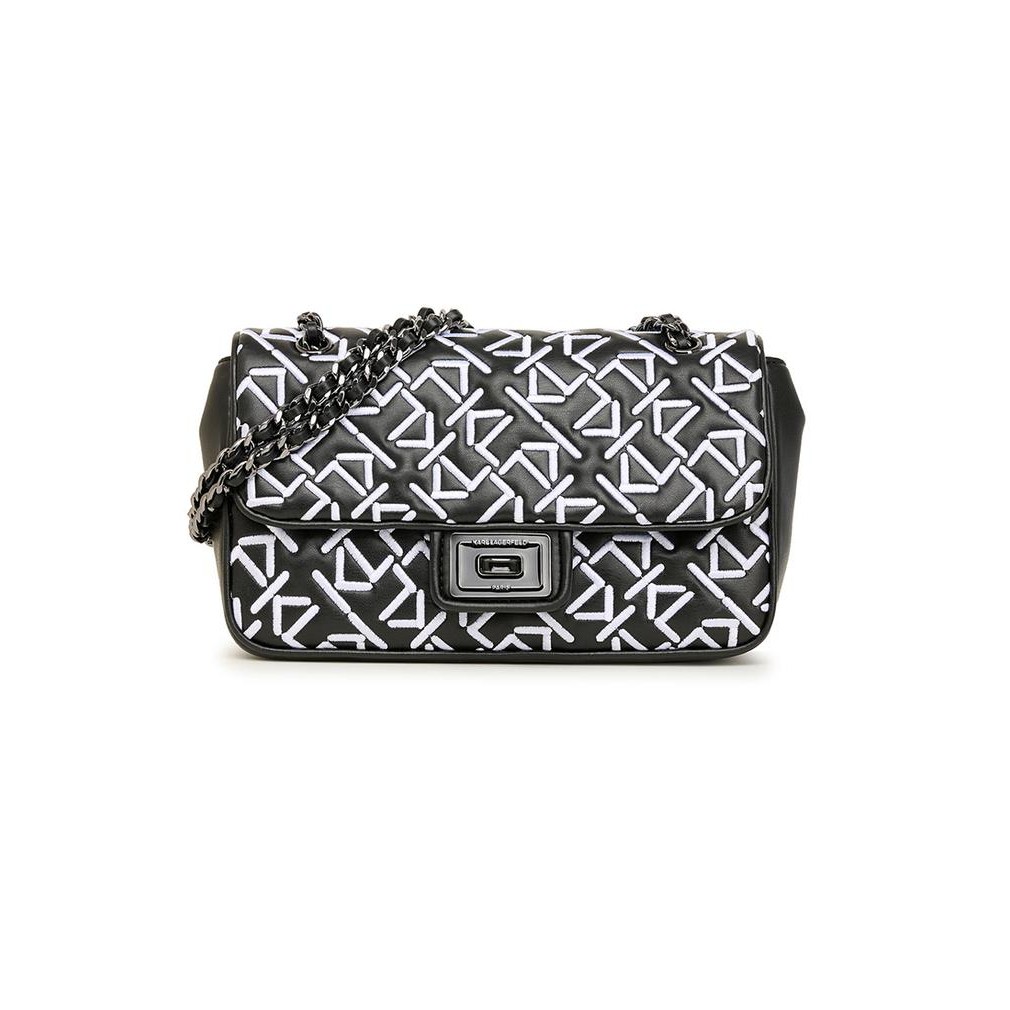 Karl Lagerfeld Agyness Shoulder Bag - Black White