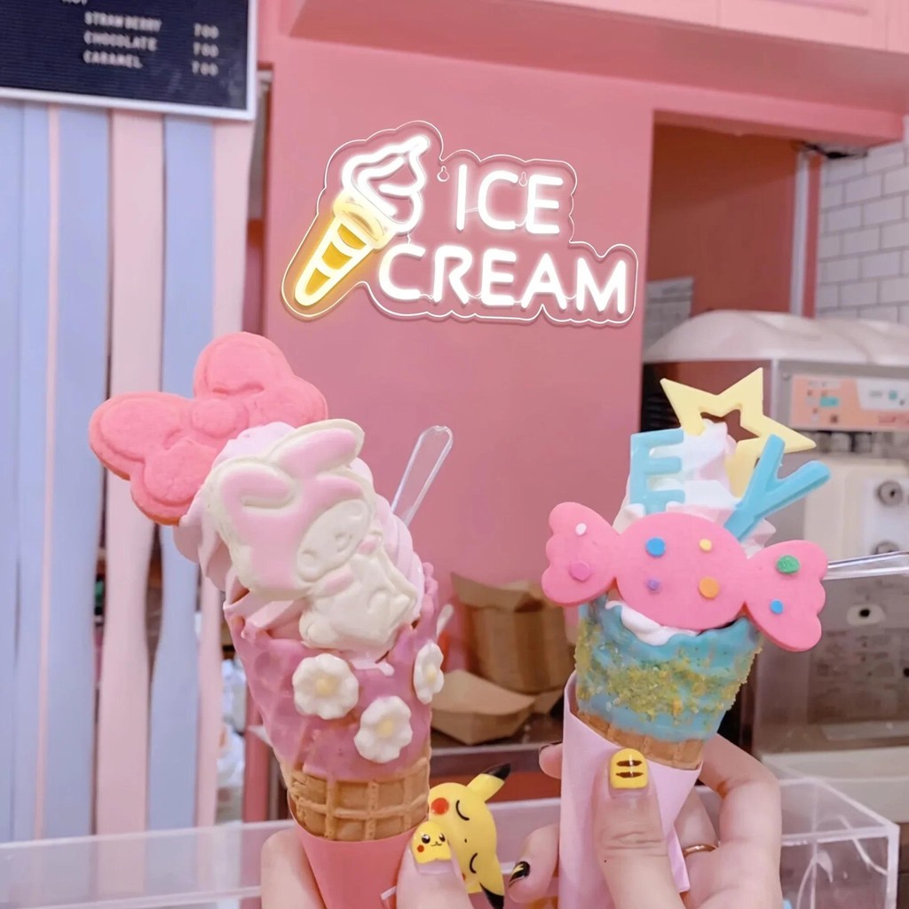 Ice Cream Neon Sign Ice Cream Shaped LED Signs  Light up Sign - Letter Sign for Bedroom Restaurant C