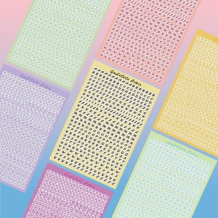 Alphabet Sticker Korea Lucu Deco Stiker Letter Huruf Pastel Color DIY Scrapbook Journal Diary 02 Cut