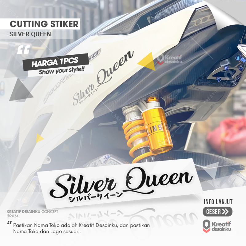 Cutting Stiker Silver Queen Variasi Motor Mobil Sticker Veriasi Aksesoris Keren Dasbor Spakbor Visor