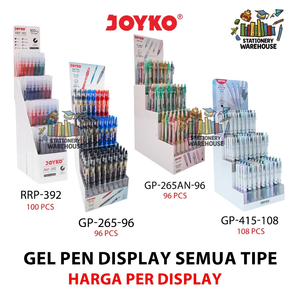 Gel Pen Pulpen Pena Joyko GP-265AN-96 GP-265-96 GP-407-96 GP-419-96 GP-415-108 RRP-392 DISPLAY STAND