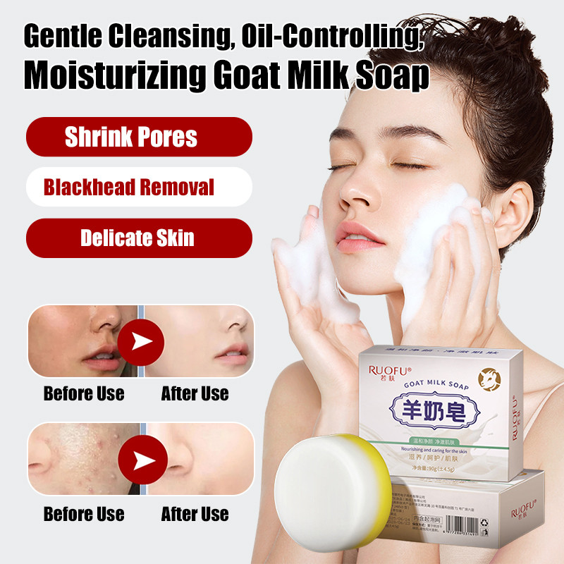 【Lembut Kontrol Minyak】Sabun Susu Kambing Alami Sabun Wajah Melembapkan Sabun Anti Kutu Debu Perawat